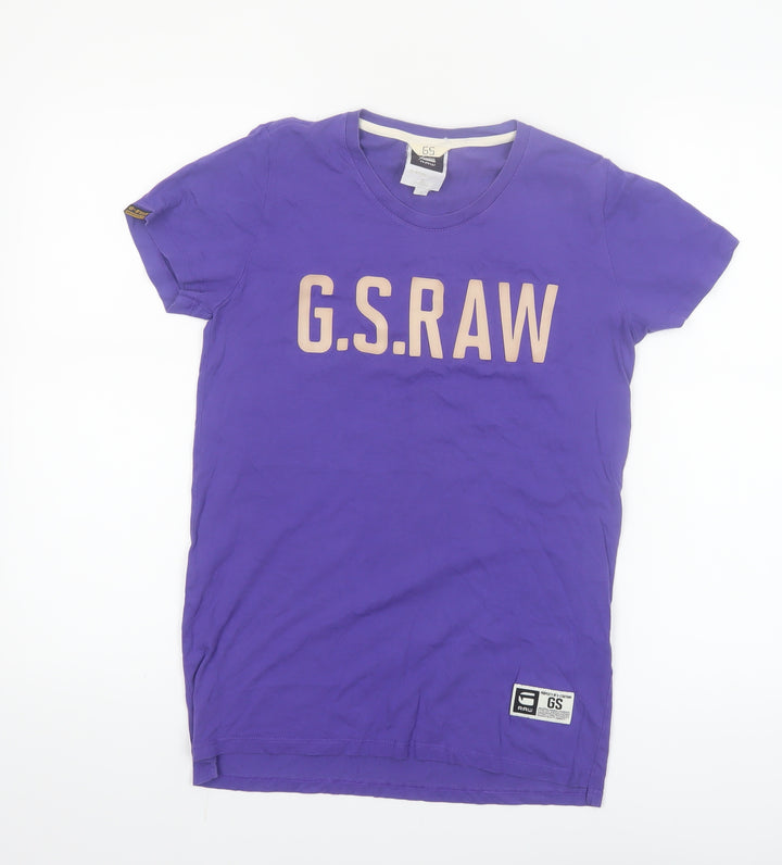 G-Star RAW Women Purple T-Shirt Small Crew Neck Short Sleeve