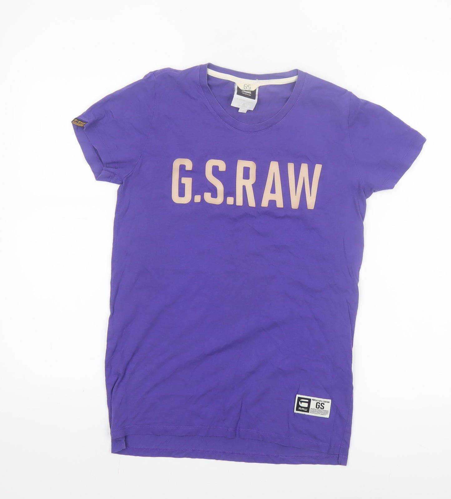 G-Star RAW Women Purple T-Shirt Small Crew Neck Short Sleeve