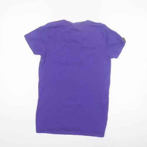 G-Star RAW Women Purple T-Shirt Small Crew Neck Short Sleeve