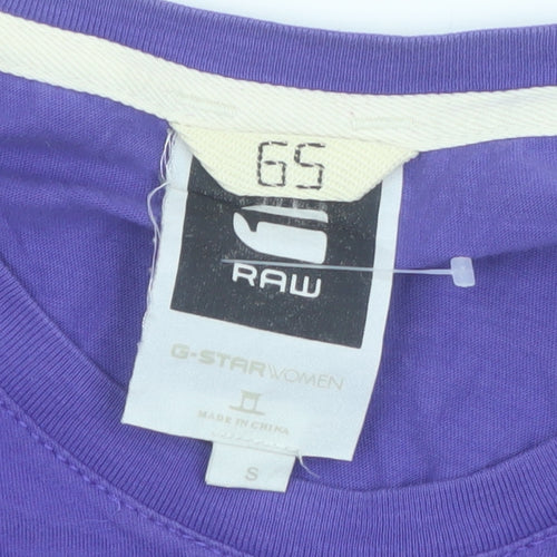 G-Star RAW Women Purple T-Shirt Small Crew Neck Short Sleeve