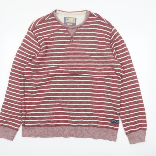 Marks and Spencer Men's Red Striped XL Crew Neck Pullover Sweatshirt