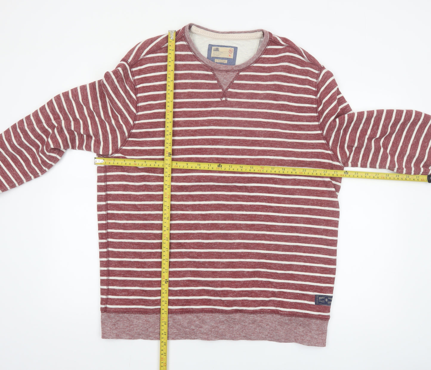 Marks and Spencer Men's Red Striped XL Crew Neck Pullover Sweatshirt