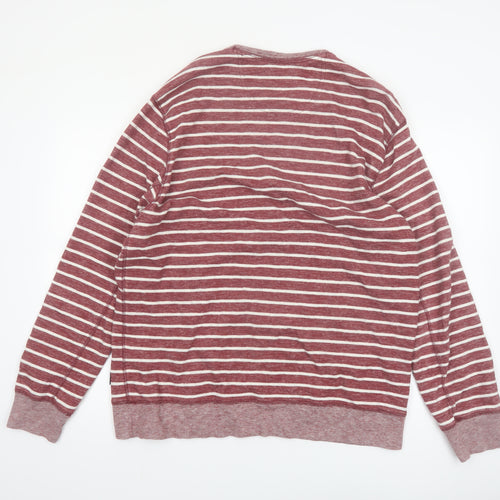 Marks and Spencer Men's Red Striped XL Crew Neck Pullover Sweatshirt