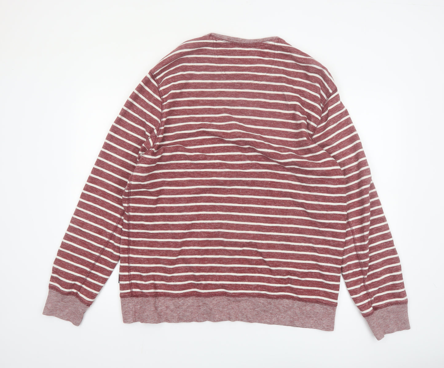 Marks and Spencer Men's Red Striped XL Crew Neck Pullover Sweatshirt