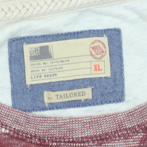 Marks and Spencer Men's Red Striped XL Crew Neck Pullover Sweatshirt