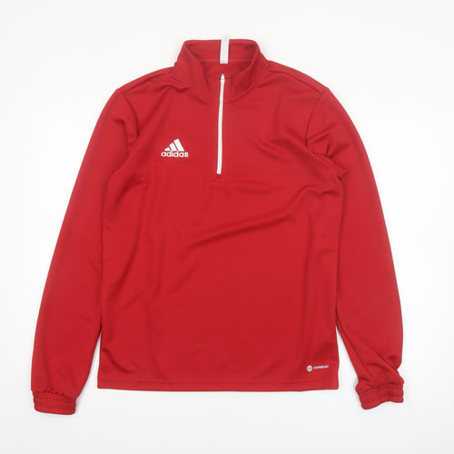 Adidas Men’s Red 1/4 Zip High Neck Sports Sweatshirt Size M