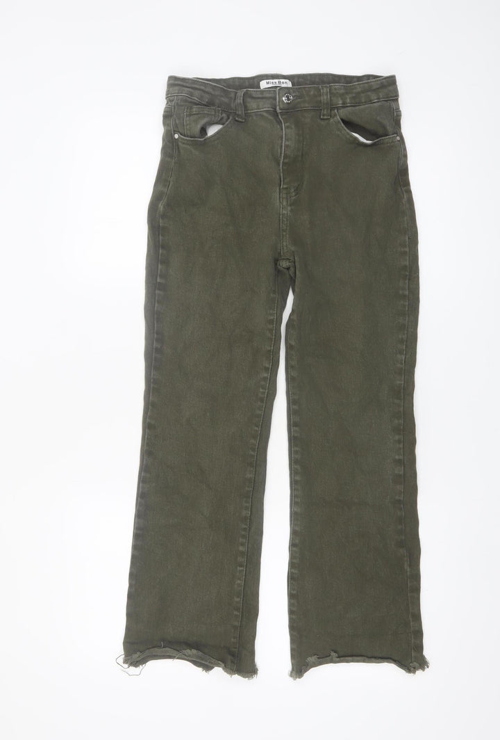 Miss Bon Womens Green Size 12 Straight Leg Denim Jeans