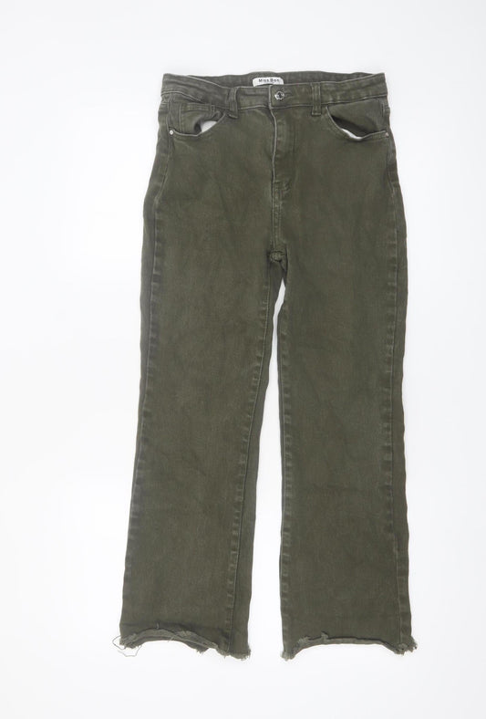 Miss Bon Womens Green Size 12 Straight Leg Denim Jeans