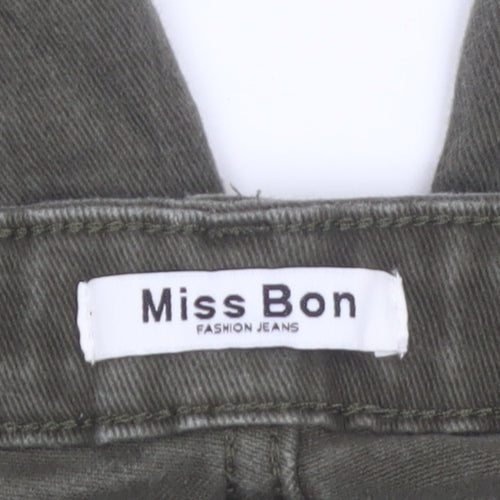 Miss Bon Womens Green Size 12 Straight Leg Denim Jeans