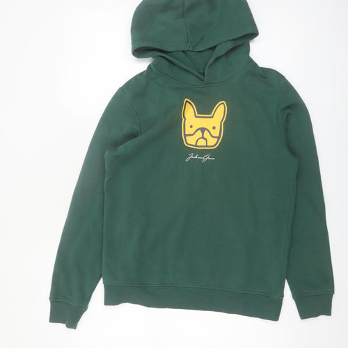 Jack & Jones Boys Green Pullover Hoodie Size 164 Cotton Blend