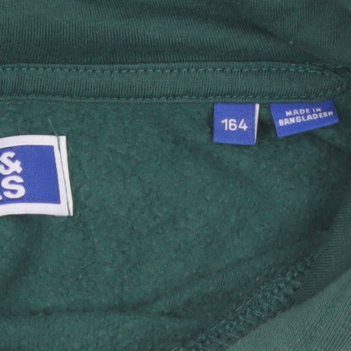 Jack & Jones Boys Green Pullover Hoodie Size 164 Cotton Blend
