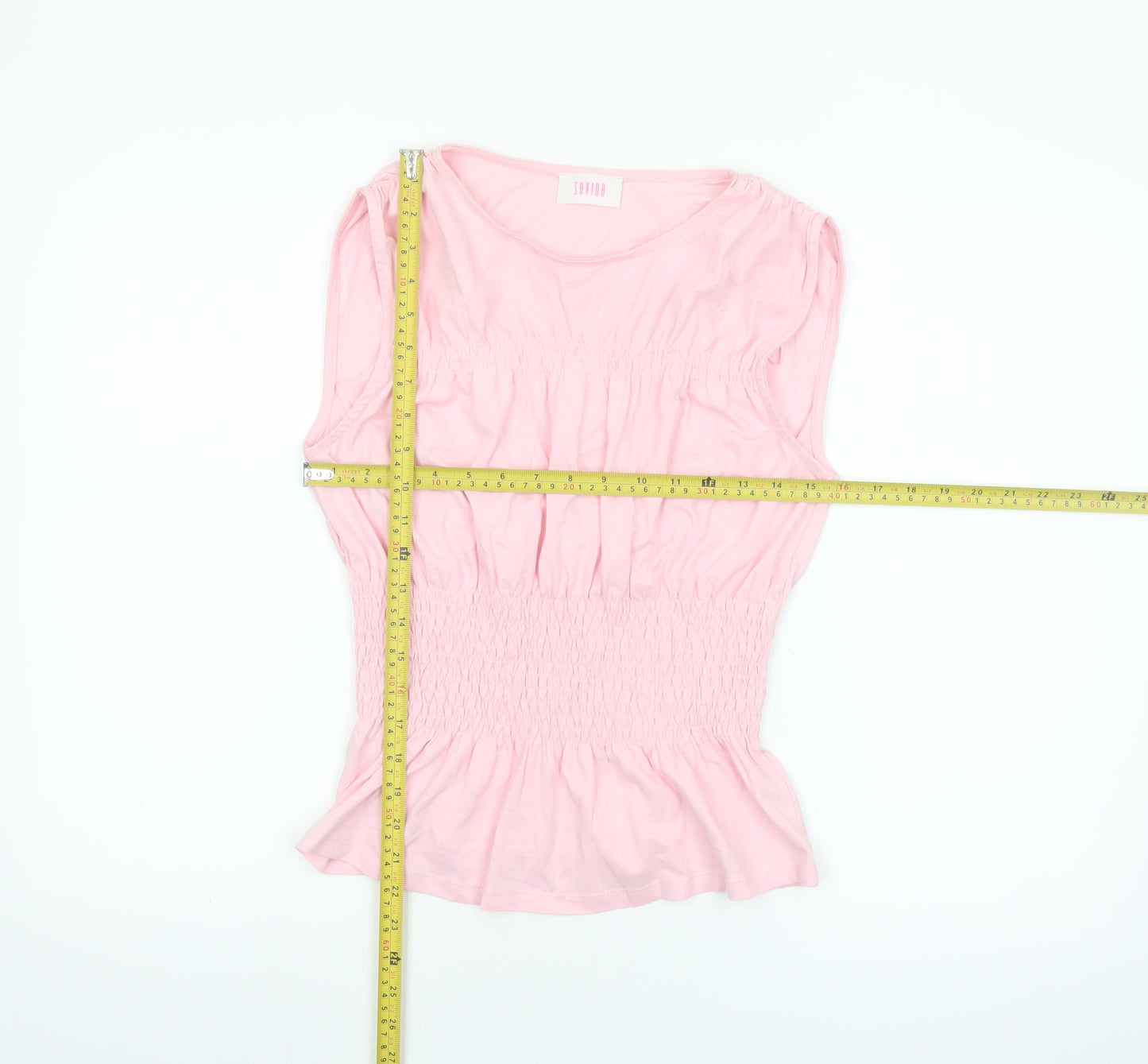 Savida Women's Pink Sleeveless Tunic Blouse Size S 100% Cotton