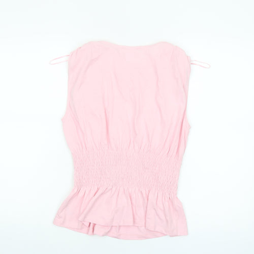 Savida Women's Pink Sleeveless Tunic Blouse Size S 100% Cotton