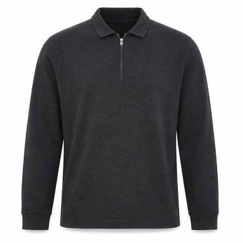 Topman Men's Grey Long Sleeve 1/4 Zip Polo Shirt Size L