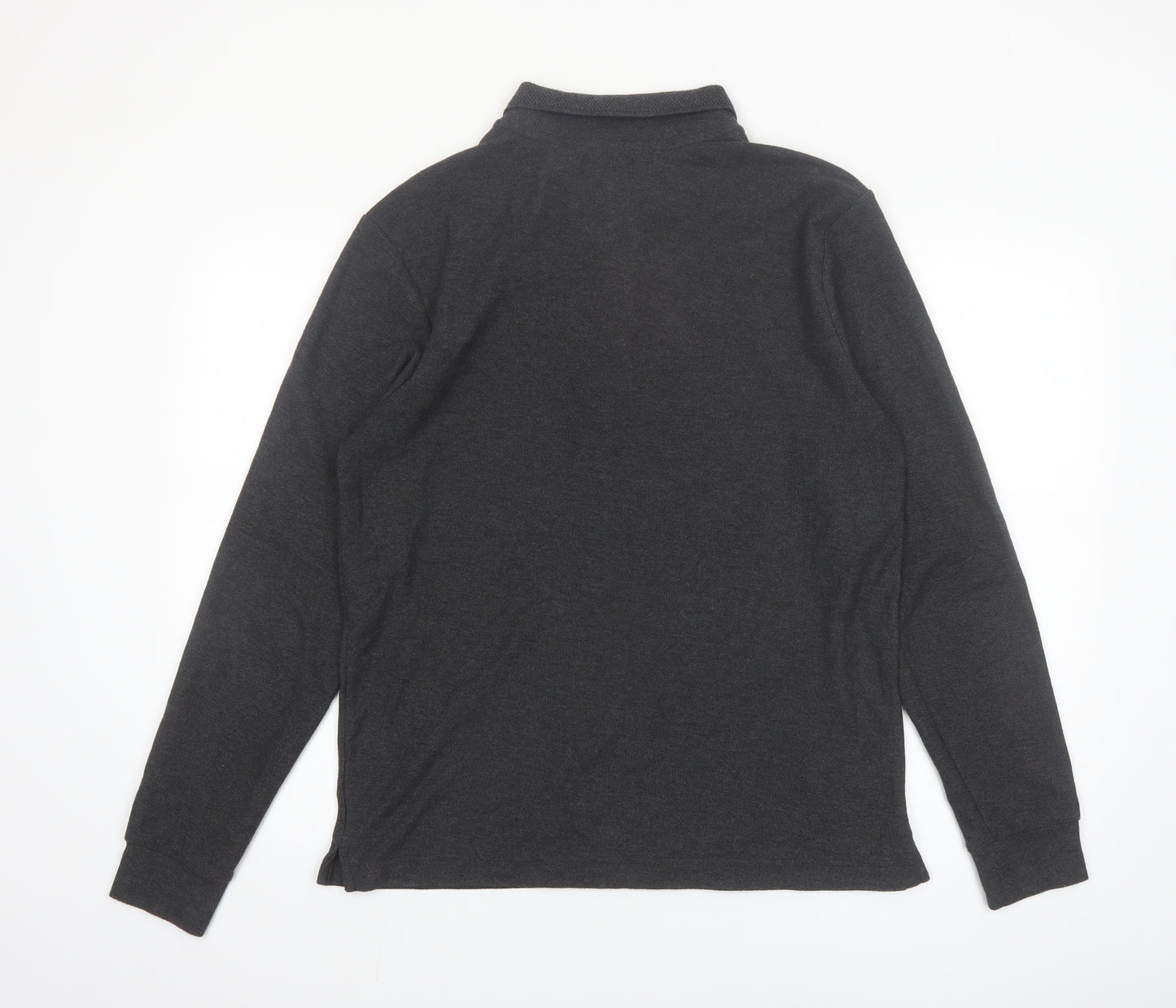 Topman Men's Grey Long Sleeve 1/4 Zip Polo Shirt Size L