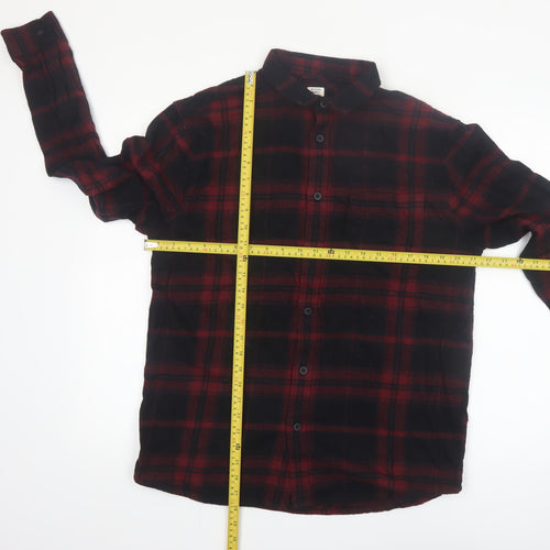 River Island Men's Red Plaid Flannel Long Sleeve Button-Up Shirt M