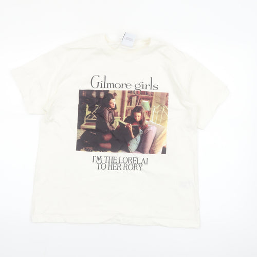 Bershka Women Ivory Gilmore Girls T-Shirt Size M Short Sleeve Cotton