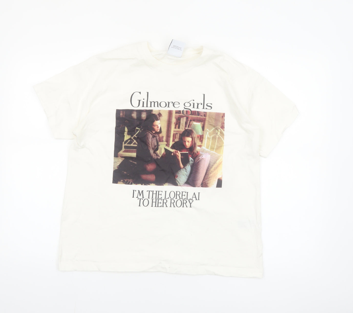 Bershka Women Ivory Gilmore Girls T-Shirt Size M Short Sleeve Cotton