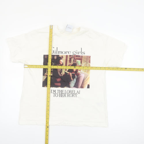 Bershka Women Ivory Gilmore Girls T-Shirt Size M Short Sleeve Cotton