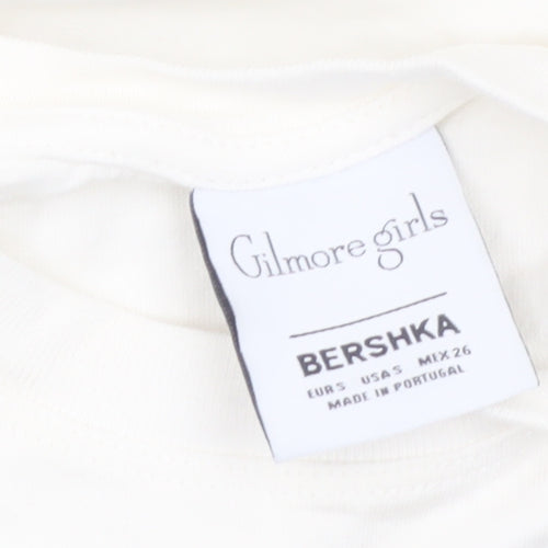 Bershka Women Ivory Gilmore Girls T-Shirt Size M Short Sleeve Cotton