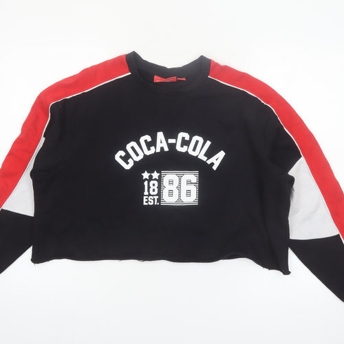 Coca-Cola Women's Black Red Crop Pullover Sweatshirt Size M