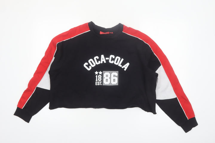 Coca-Cola Women's Black Red Crop Pullover Sweatshirt Size M
