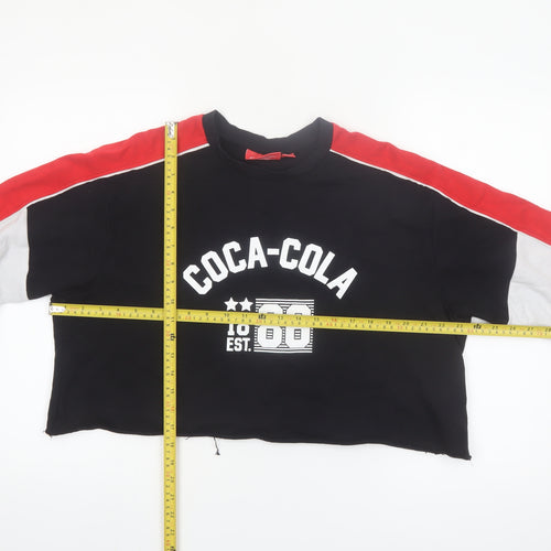 Coca-Cola Women's Black Red Crop Pullover Sweatshirt Size M