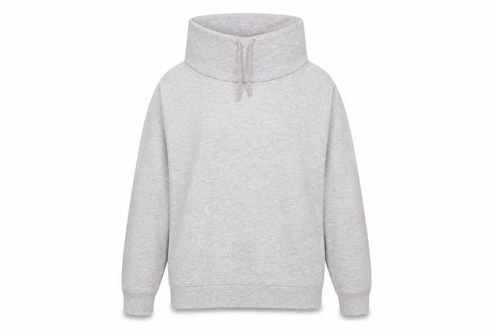 Front view of InWear Women Grey Long Sleeve Cowl Neck Pullover Sweatshirt M