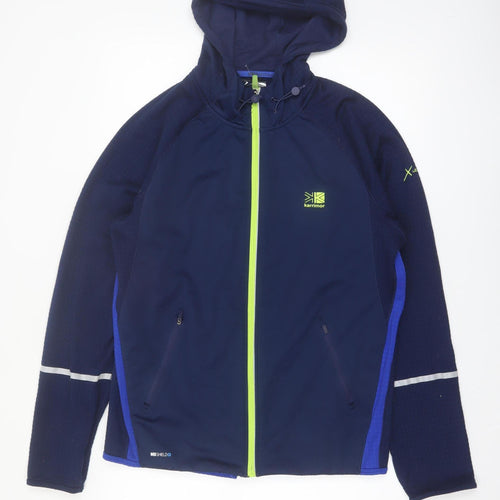 Karrimor Men Blue L Full Zip Hooded Sports Hoodie Reflective Outdoor