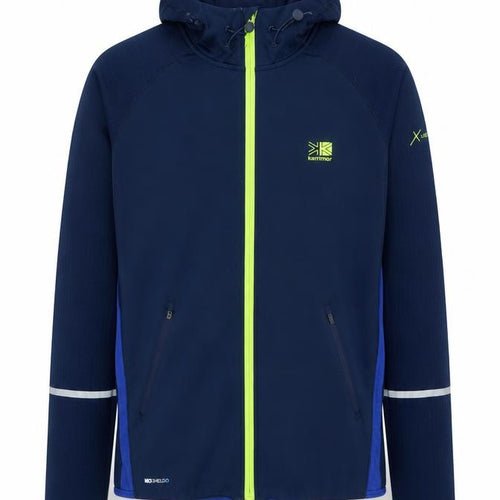 Karrimor Men Blue L Full Zip Hooded Sports Hoodie Reflective Outdoor
