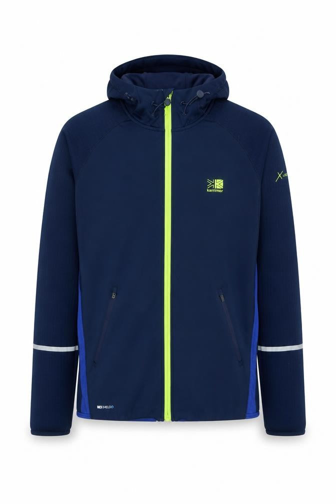 Karrimor Men Blue L Full Zip Hooded Sports Hoodie Reflective Outdoor