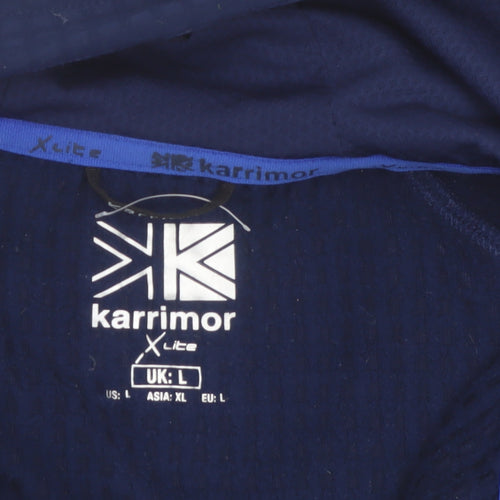 Karrimor Men Blue L Full Zip Hooded Sports Hoodie Reflective Outdoor