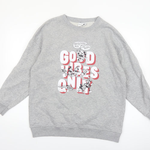 Disney Women Grey Mickey Mouse Graphic Sweatshirt XS