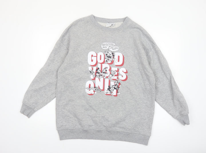 Disney Women Grey Mickey Mouse Graphic Sweatshirt XS