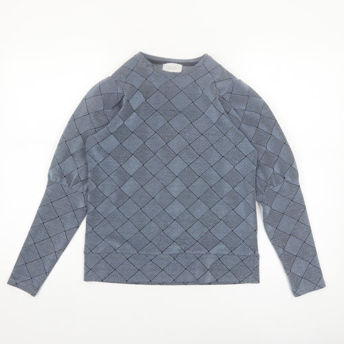 Savida Women's Blue Geometric Puff Sleeve Blouse XS