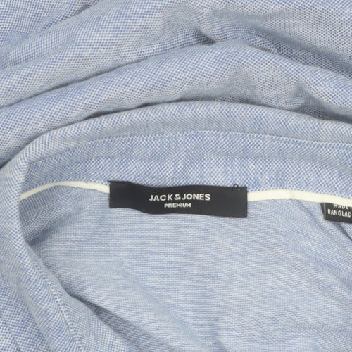 Jack & Jones Men's Blue Short Sleeve Regular Fit Button-Up Shirt Size S