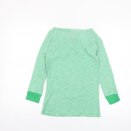 Ralph Lauren LRL Women's Green White Striped Cotton Long Sleeve Top XS
