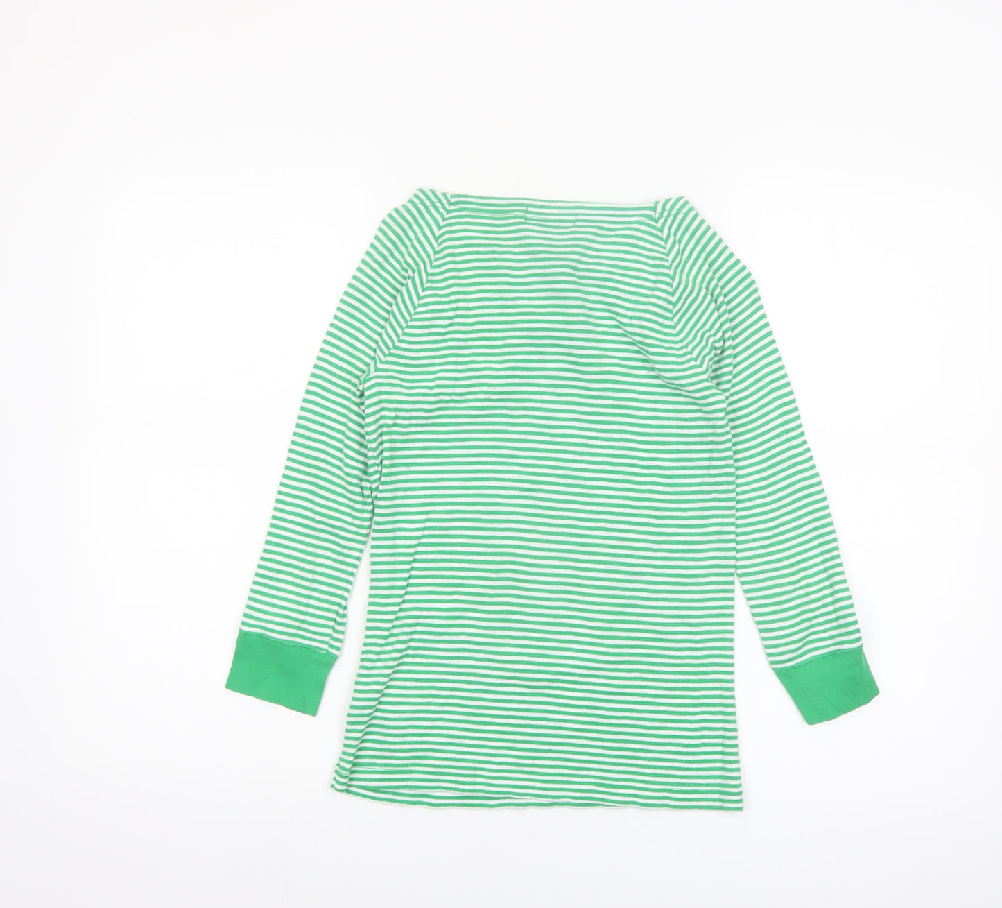 Ralph Lauren LRL Women's Green White Striped Cotton Long Sleeve Top XS