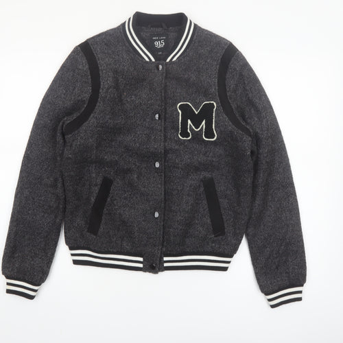 New Look Boys Grey Varsity Jacket 14-15 Years Wool Blend Lined