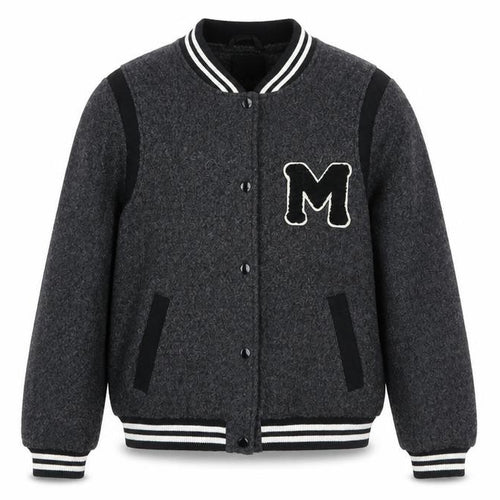 New Look Boys Grey Varsity Jacket 14-15 Years Wool Blend Lined