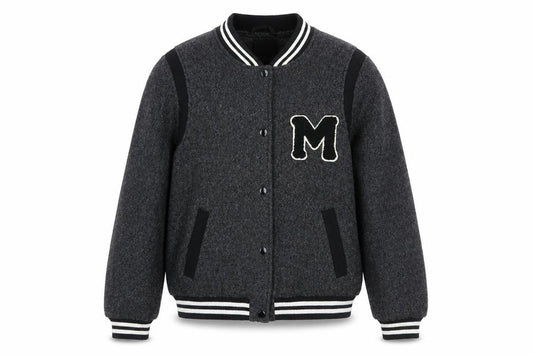 New Look Boys Grey Varsity Jacket 14-15 Years Wool Blend Lined