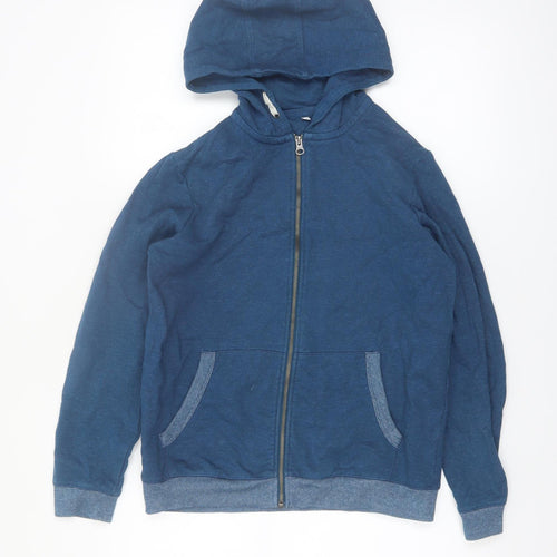 Marks and Spencer Boys Blue Full Zip Hoodie Size 13-14 Years Cotton Blend