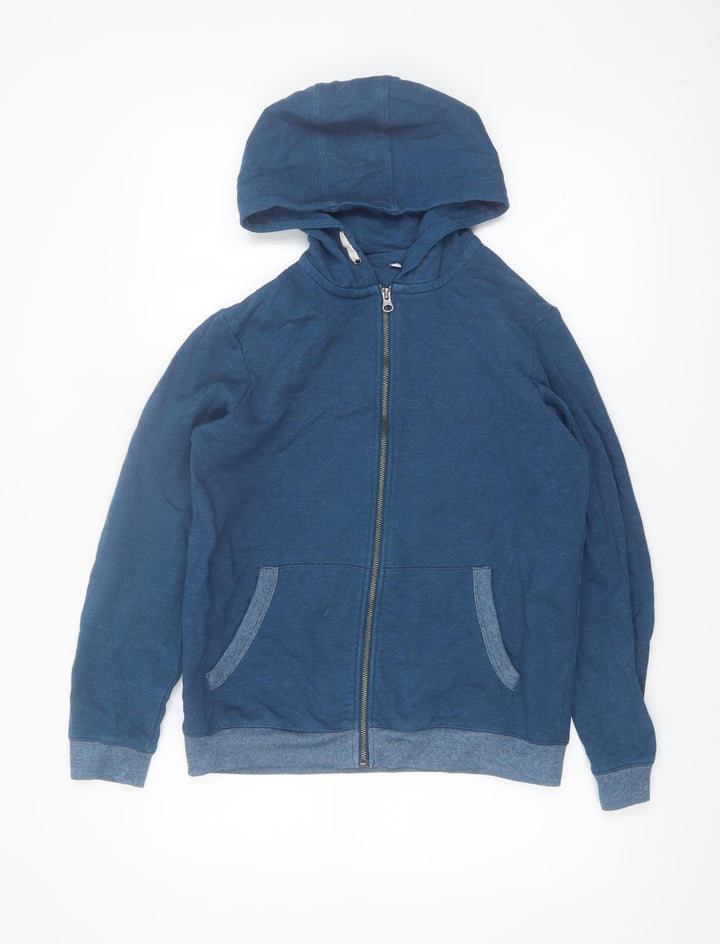 Marks and Spencer Boys Blue Full Zip Hoodie Size 13-14 Years Cotton Blend