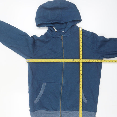 Marks and Spencer Boys Blue Full Zip Hoodie Size 13-14 Years Cotton Blend