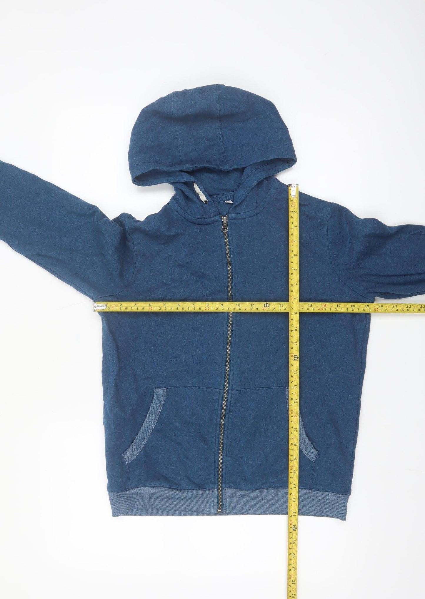 Marks and Spencer Boys Blue Full Zip Hoodie Size 13-14 Years Cotton Blend