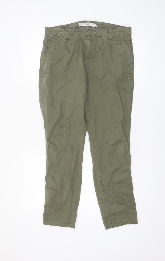 Vero Moda Women's Green Chino Trousers M 30 Straight Leg Cotton