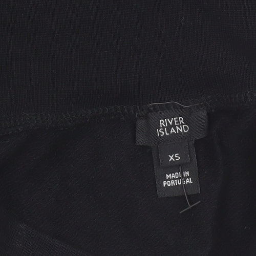 River Island Women’s Black Off Shoulder Long Sleeve Jersey Top XS