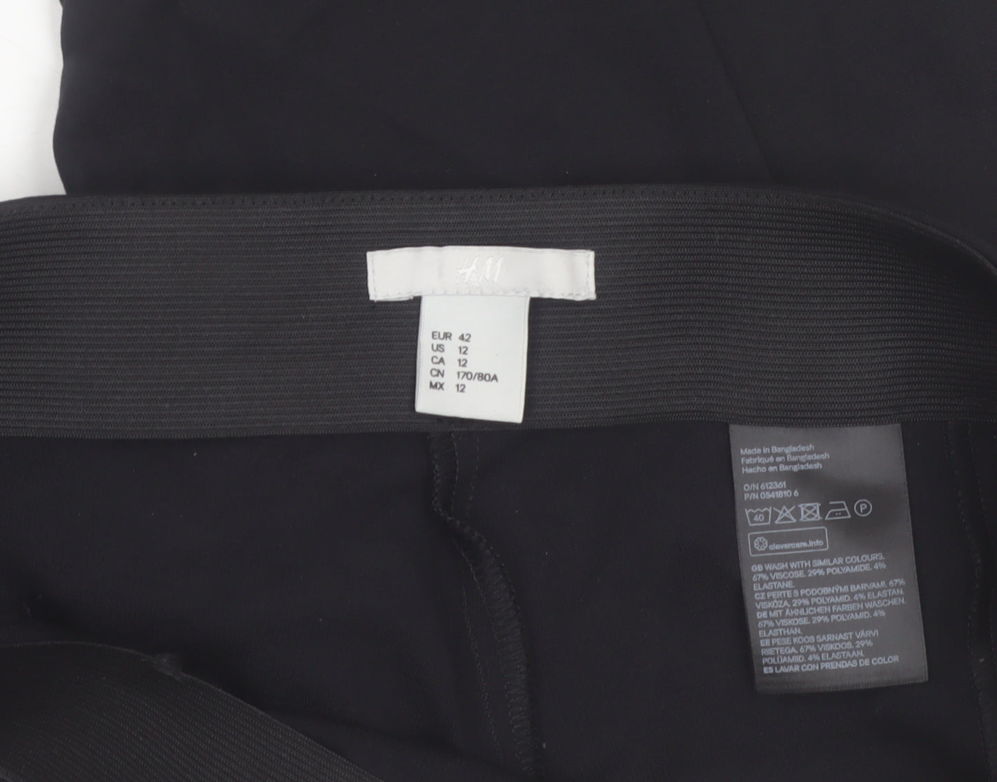 H&M Women’s Black Stretch Slim Leg Trousers Size 14