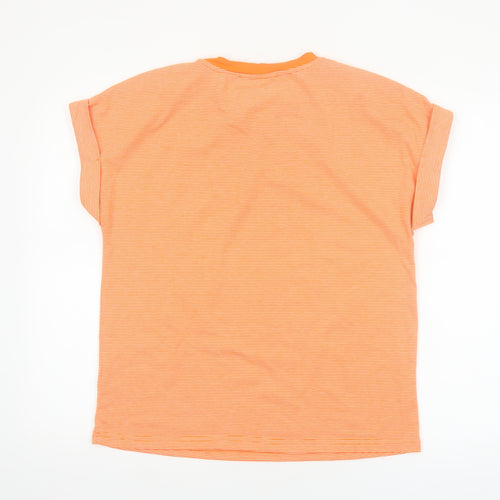 Kelly & Grace Womens Orange Striped Crew Neck Short Sleeve T-Shirt Size M
