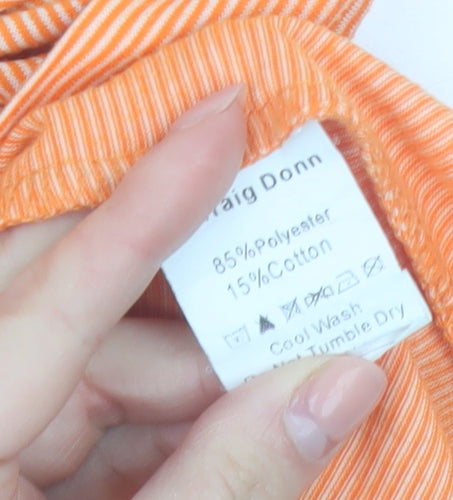 Kelly & Grace Womens Orange Striped Crew Neck Short Sleeve T-Shirt Size M